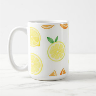 Naadloos patroon van verse citrusplakken koffiemok