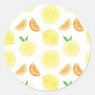Naadloos patroon van verse citrusplakken ronde sticker