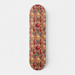 Naadloos patroon van vintage kerstversiering persoonlijk skateboard