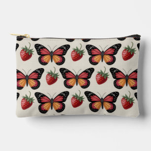 Naadloos patroon van vlinders en aardbeien etui