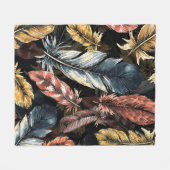 Naadloos patroon van vogelveren. fleece deken (Voorkant (Horizontaal))