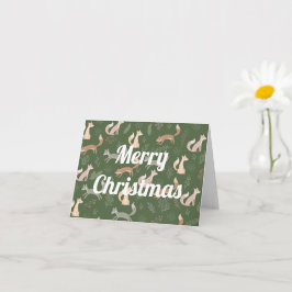 Naadloos patroon van vossenwintertakken en -blader kaart