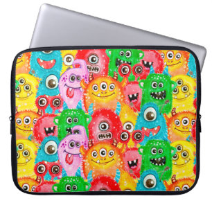 Naadloos patroon van waterverf geschilderd grappig laptop sleeve