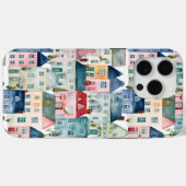 Naadloos patroon van waterverf kersthuizen. Case-Mate iPhone case (Achterkant (horizontaal))