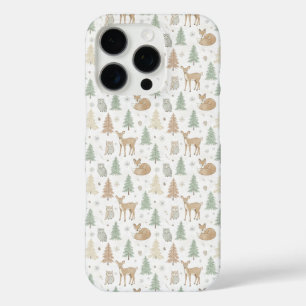 Naadloos patroon van winterbosdieren iPhone 16 pro hoesje