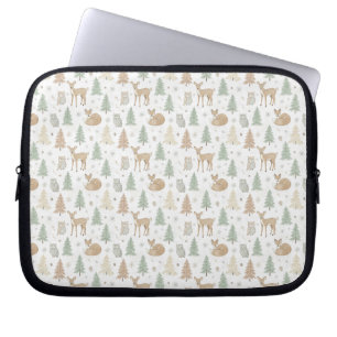 Naadloos patroon van winterbosdieren laptop sleeve