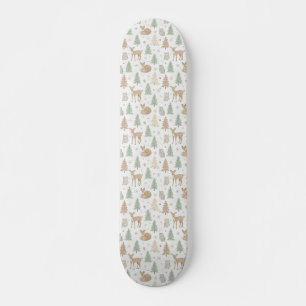 Naadloos patroon van winterbosdieren persoonlijk skateboard