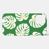 Naadloos patroon van wit monstera-bladeren op een Case-Mate iPhone case (Achterkant (horizontaal))