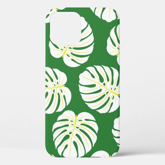 Naadloos patroon van wit monstera-bladeren op een Case-Mate iPhone case (Achterkant)