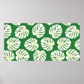 Naadloos patroon van wit monstera-bladeren op een  poster (Voorkant)