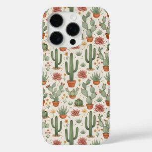 Naadloos patroon van woestijncactussen vetplanten iPhone 16 pro hoesje