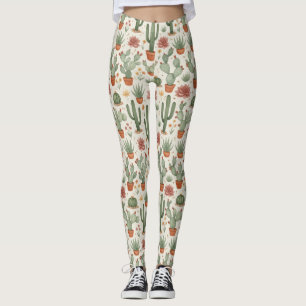 Naadloos patroon van woestijncactussen vetplanten leggings
