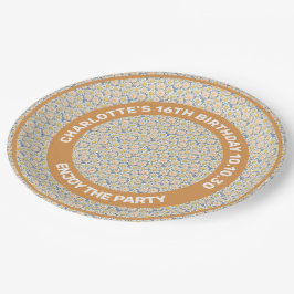 Naadloos patroon van zomerbloemen op grijs papieren bordje