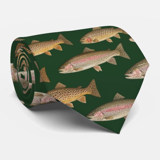 Naadloos patroon visliefhebber – forel vissen    stropdas (Opgerold)