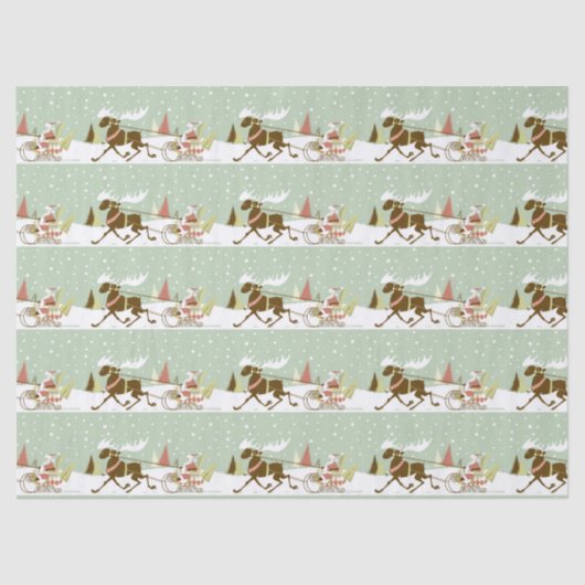 Naadloos patroon voor de Kerstman en de rendier Tissuepapier (Voorkant)