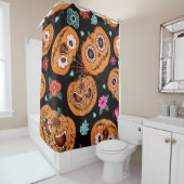  naadloos patroon voor Halloween. Pompoen, f Douchegordijn (In situ)