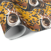 Naadloos patroon zwarte koffie liefhebber cadeaupapier (Rol Hoek)