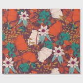 Naadloos patroonontwerp met handgetekende bloemen cadeaupapier (Vlak)