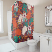 Naadloos patroonontwerp met handgetekende bloemen  douchegordijn (In situ)