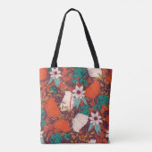 Naadloos patroonontwerp met handgetekende bloemen tote bag (Achterkant)