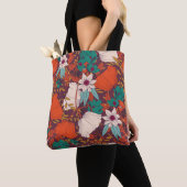 Naadloos patroonontwerp met handgetekende bloemen tote bag (Dichtbij)