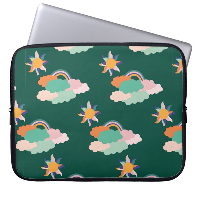 Naadloos patroonontwerp met kleurrijke wolken en r laptop sleeve (Voorkant)