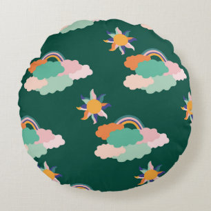 Naadloos patroonontwerp met kleurrijke wolken en r rond kussen