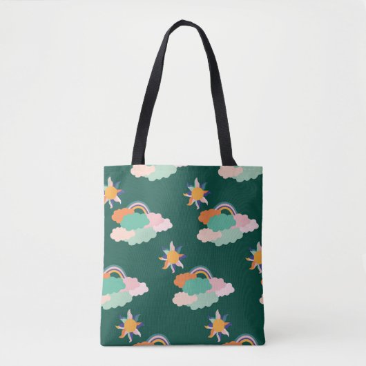 Naadloos patroonontwerp met kleurrijke wolken en r tote bag (Voorkant)