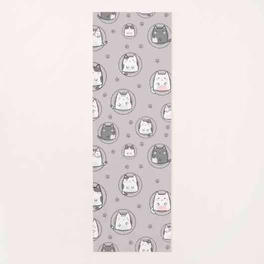 Naadloos patroonschild Kawaii Cats Paw Yogamat (Voorkant)