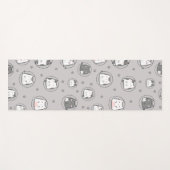 Naadloos patroonschild Kawaii Cats Paw Yogamat (Voorkant (horizontaal))