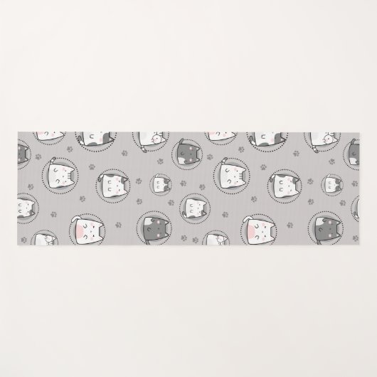 Naadloos patroonschild Kawaii Cats Paw Yogamat (Voorkant (horizontaal))