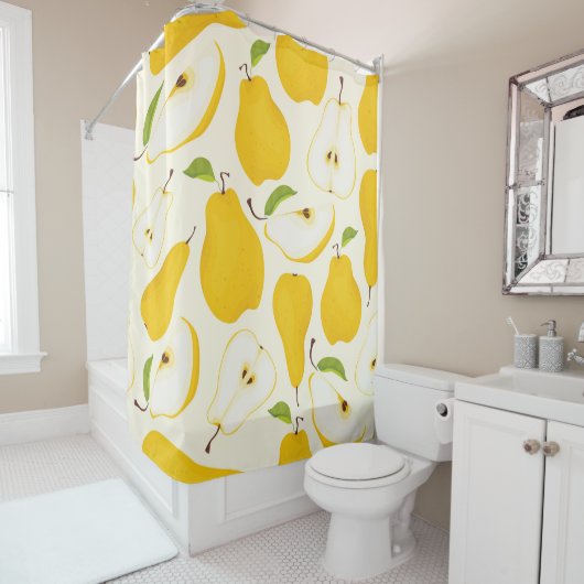 Naadloos perspatroon. Verschillende peren hele vru Douchegordijn (In situ)