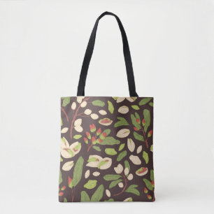 naadloos pistachepatroon met noten, schalen, zemel tote bag
