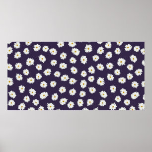 Naadloos plant patroon. Kleine schattige dagbloeme Poster