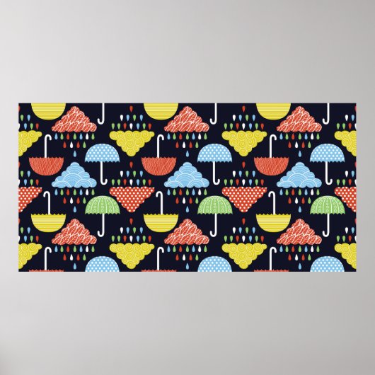 Naadloos regenpatroon poster (Voorkant)