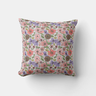 Naadloos Retro Bloemmotief Boho Kussen