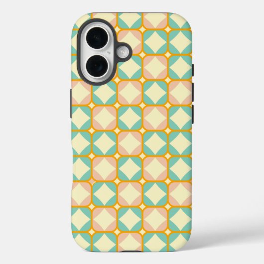 Naadloos retro patroon met afgeronde vierkanten Case-Mate iPhone case (Achterkant)