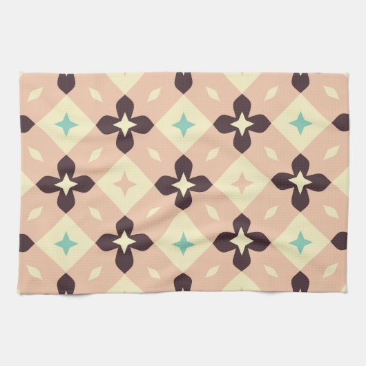 Naadloos retro patroon met afgeronde vierkanten ke theedoek (Horizontaal)