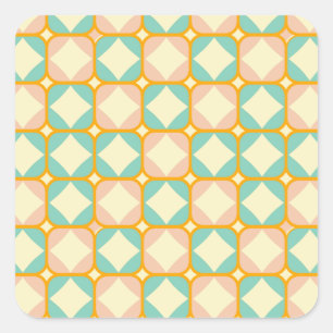 Naadloos retro patroon met afgeronde vierkanten vierkante sticker