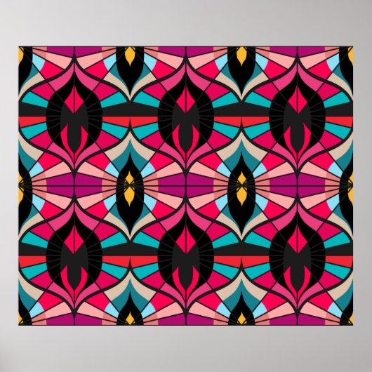 Naadloos retroflectiepatroon in de stijl van de ja poster (Voorkant)