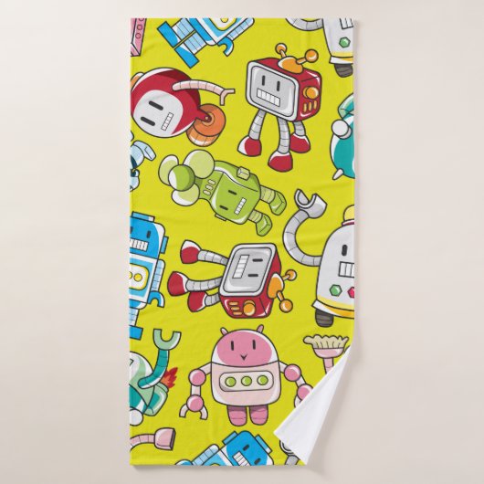 naadloos robotpatroon badhanddoek (Badhanddoek)