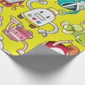 naadloos robotpatroon cadeaupapier (Hoek)