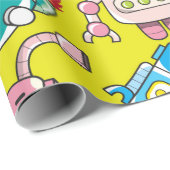 naadloos robotpatroon cadeaupapier (Rol Hoek)