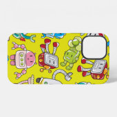 naadloos robotpatroon iPhone hoesje (Achterkant horizontaal)