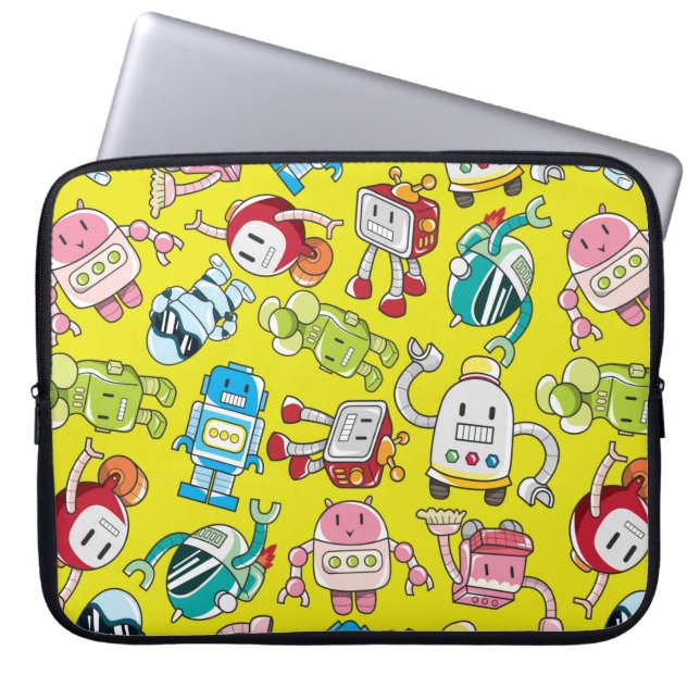 naadloos robotpatroon laptop sleeve (Voorkant)