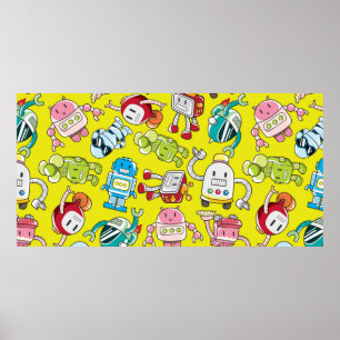 naadloos robotpatroon poster