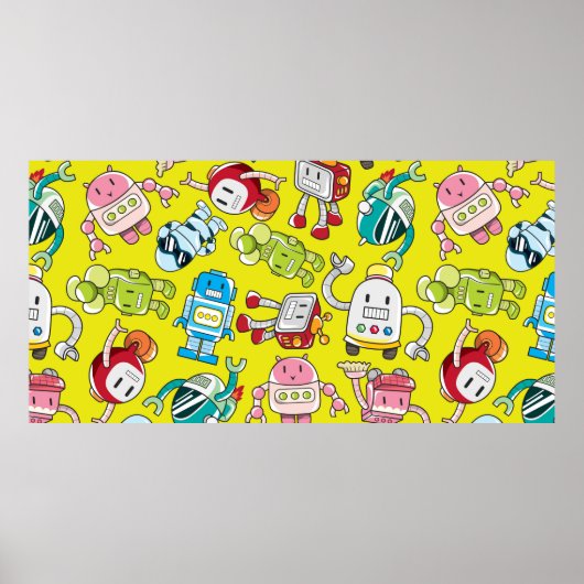 naadloos robotpatroon poster (Voorkant)