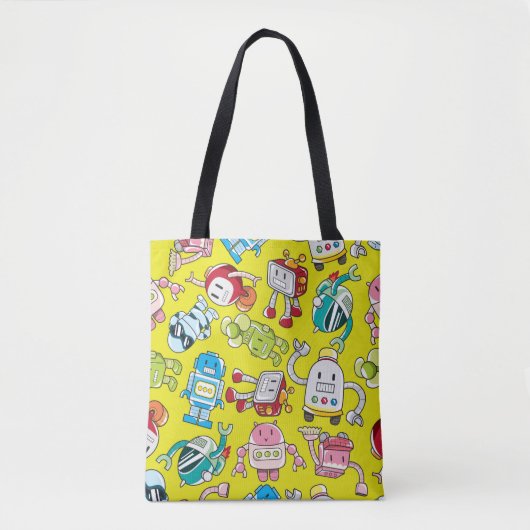 naadloos robotpatroon tote bag (Voorkant)