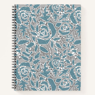 Naadloos romantisch retro vintage blauw La van Notitieboek