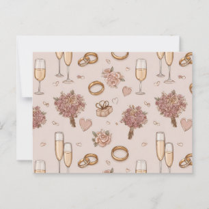 Naadloos Romantisch Trouwpatroon Briefkaart